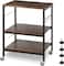 Rustic Brown Wood Kitchen Carts 3-Tier Rolling Rack with 10 Hooks